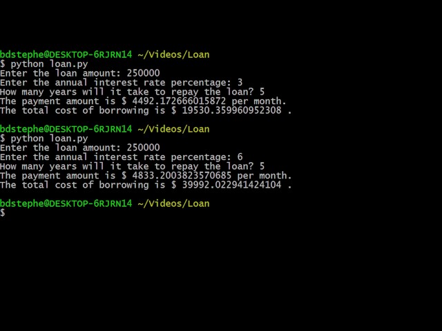 Python 3 Programming Tutorial: Loan.py