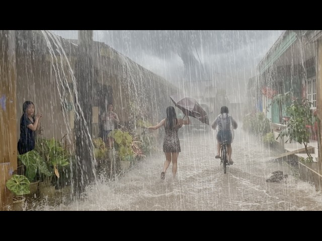 CAN YOUR BODY RELAX? ⛈️ Heavy Rain & Strong Winds in Rural Indonesia 🌧️⚡ Overcome Insomnia