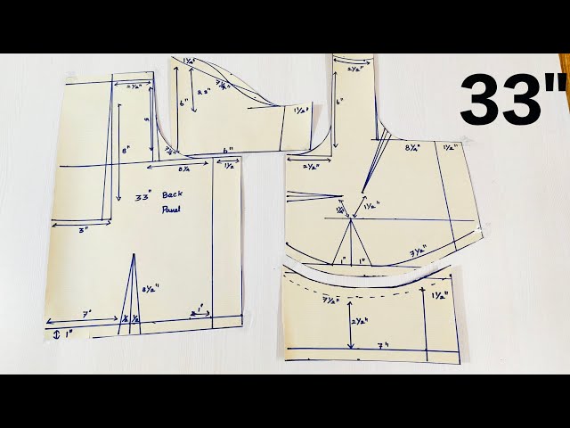 👉33 Size Normal Blouse Pattern Drafting and Cutting / Tutorial for beginners#suseesmartsewing#short 