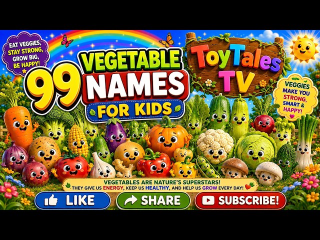 99 Vegetable Names for Kids | Learn Vegetables in English | ToyTales TV