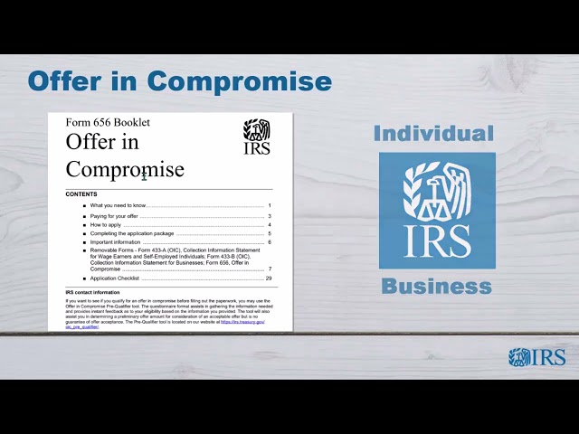 Offer in Compromise Form 656 OIC Booklet