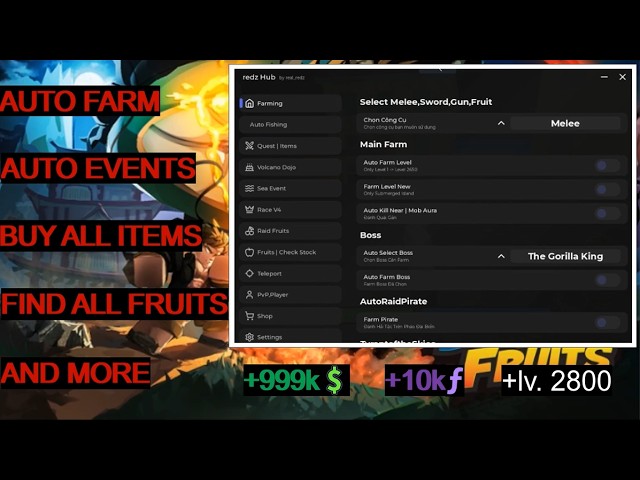 SHOWCASING BEST SCRIPT FOR BLOX FRUITS - *Redz* (NO KEY)