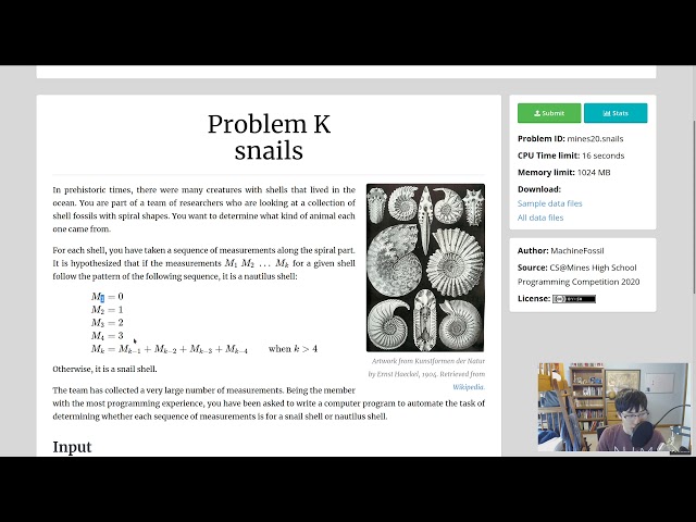 Mines HSPC 2020: Problem K: Snails Solution and Explanation