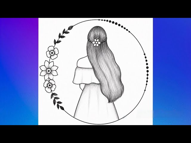Girl drawing easy and beautiful in circle | Simple drawing 