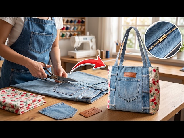 ⭐️Don't Throw Away Denim Scraps! Sew a Clever Bag (Easy & Quick)🧵