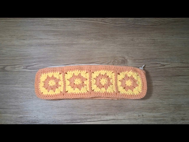 Crochet Granny Square Pencil Case with Zipper | Step-by-Step Tutorial
