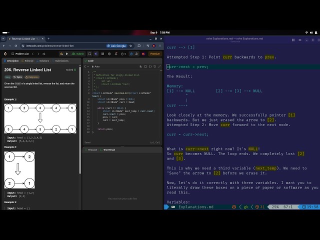 LeetCode | Reverse Linked List | C | ASMR Coding Session | EP-1