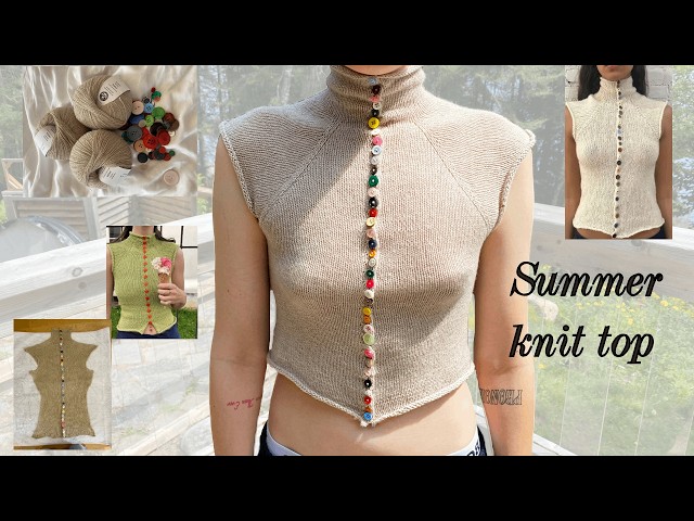 I recreated this button top from pinterest ! step-by-step knitting tutorial 