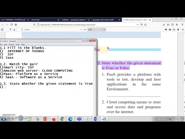 12TH HSC SCI L-4 EMERGING TECHNOLOGY(IOT,CLOUD COMPUTING,ARTIFICIAL INTELLIGENCE,5G)SOLVED EXERCISE