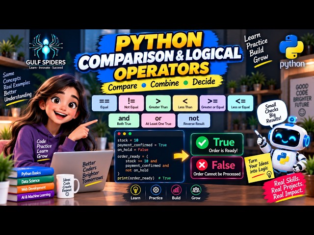 Python Comparison & Logical Operators | == !=  and, or, not | Lesson-8 | Day-8