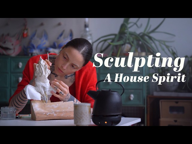 🏠👻A House Spirit sculpture: the HEARTH FIRE🔥┆Silent Vlog