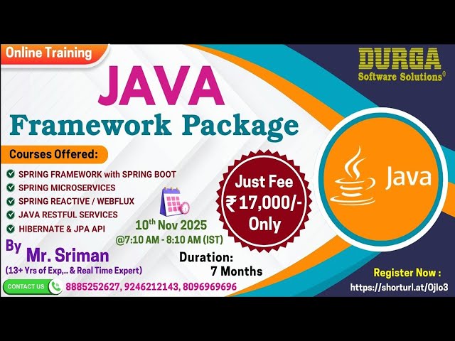 JAVA FRAMEWORK PACKAGE Online Training @ DURGASOFT