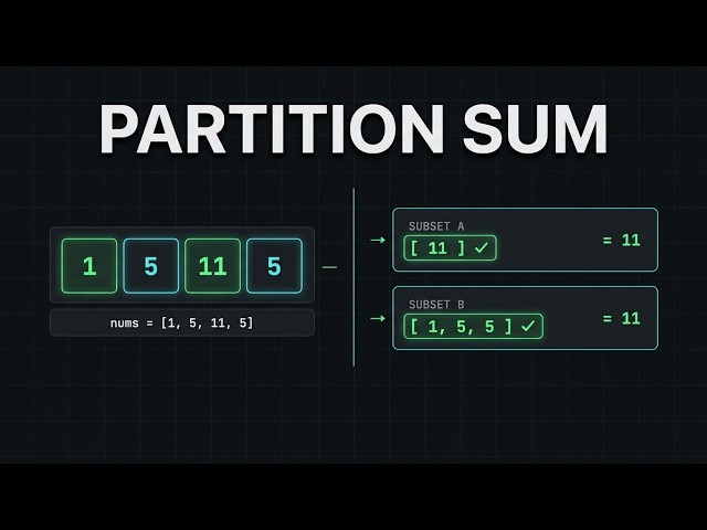 Partition Equal Subset Sum Explained | Dynamic Programming Visual Walkthrough | Python O(n·T)