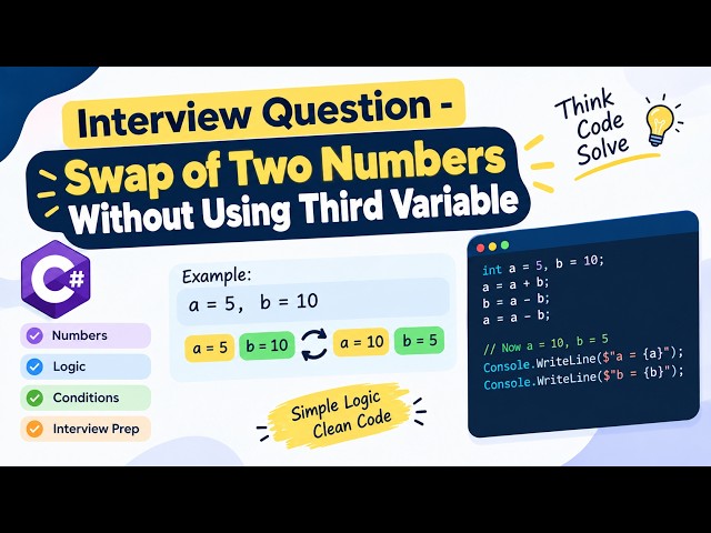 Swap Two Numbers Without Using Third Variable | Interview Question | Automation Testing | SDET