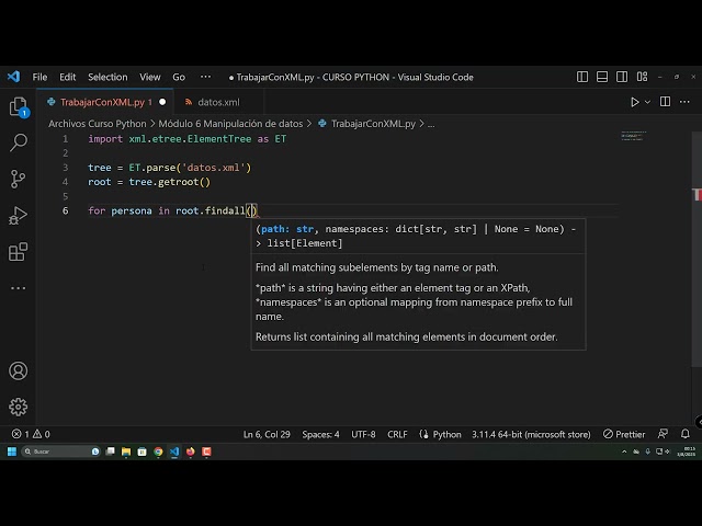Curso de Python 49 - Trabajando con archivos XML