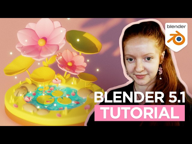 Cute Blender 5.1 Tutorial 🌸 Isometric Sparkling Pond!