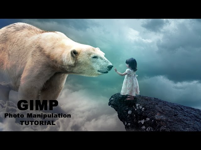 Girl with big Bear Photo Manipulation Tutorial in Gimp