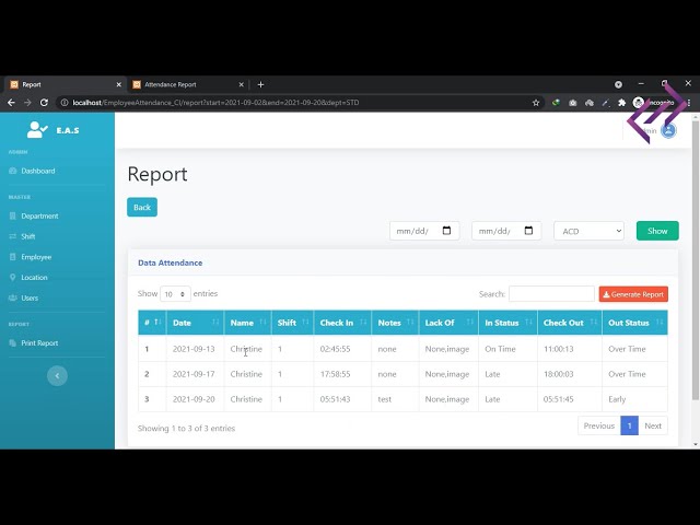 Employee Attendance System in PHP MySQL CodeIgniter with Source Code - CodeAstro