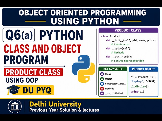 Q6(a) Python Class and Object Program | Product Class Using OOP | Constructor, Methods & str DU PYQ