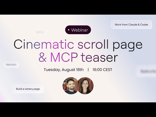 Generate a cinematic scroll page + Elementor MCP teaser | Webinar with Roi & Ronnie