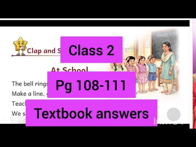 Class 2 Part 5 Unit 1 English Textbook answers   clap and say At school