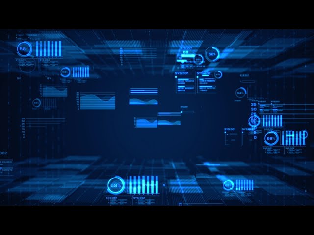 Futuristic digital data flow with analytics interface