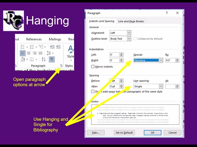 Ranger College Library - 7.3  Document Formatting in Microsoft Word