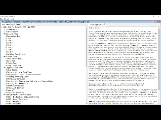 Ensuring you have the latest Enthuware question bank with links to my videos.