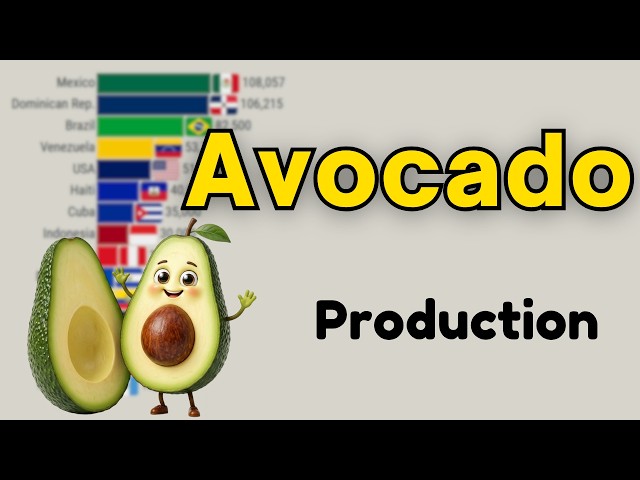 Top 15 Countries Avocado Production Volume 1961 to 2026
