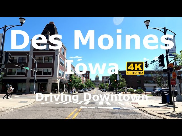 Des Moines, Iowa 🇺🇸 Driving Downtown 4K