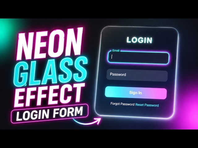 Neon Glass Effect Login Form Design HTML+ Css Tutorial in Urdu/ Hindi 