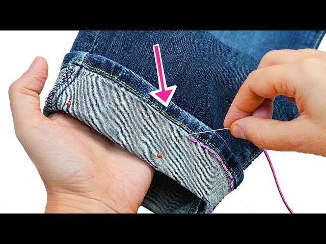 Best sewing trick - how to hem jeans without cutting the original hem! Miarti 🧵✂️