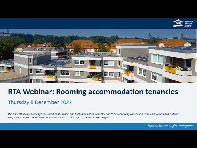 RTA Webinar: Rooming accommodation tenancies
