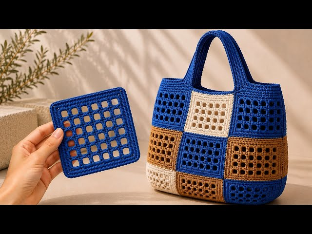 How to Crochet a Stunning Granny Square Tote Bag Easy Crochet Mesh Square Bag Step-by-Step Tutorial