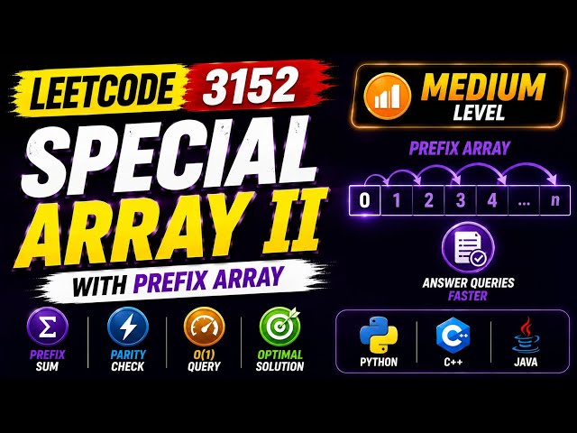 3152. Special Array II 🚀 Prefix Array Trick | Code in Java, Python, C++, JavaScript