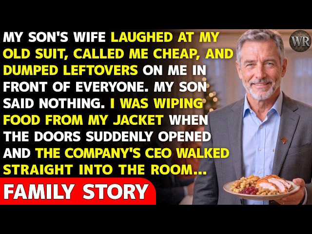 My Son’s Wife Mocked My Cheap Suit and Threw Leftovers at Me, Then the CEO Walked In