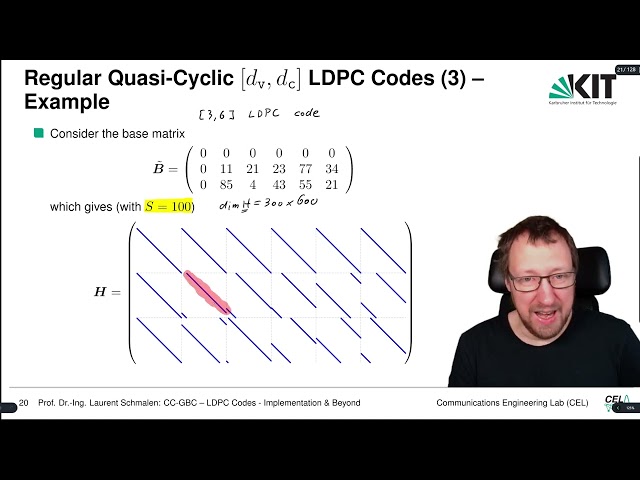 Lecture "Channel Coding: Graph-based Codes", Chapter 6, Vid. 2, "Practical LDPC Code Constructions"