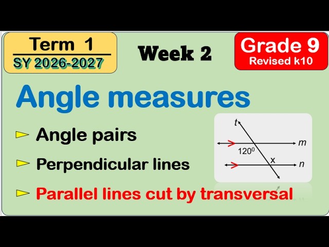 Grade 9 Math | Determine Angle Measure of Parallel Lines cut by a Transversal | Angle pairs | Term 1