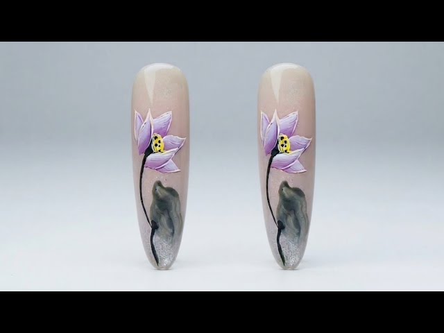 Very Beautiful Style Lotus Blossom Floral Nail Art Tutorial Step by Step For Beginners