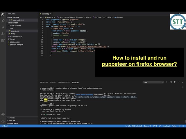 Automation Testing - Install and run puppeteer on Firefox browser