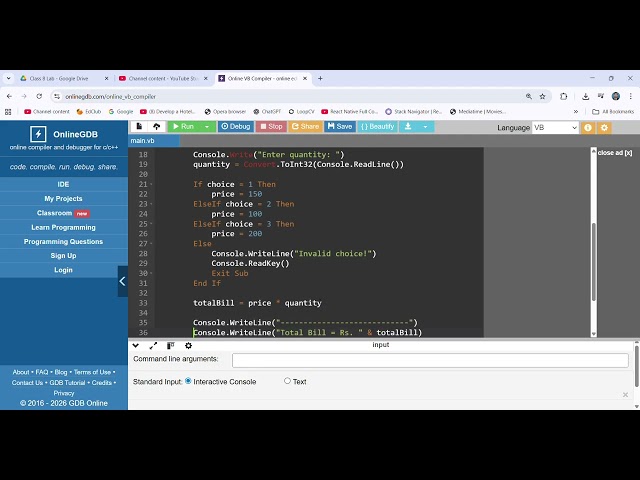 Visual Basic lab # 8 | Coffee Shop  | String , Integer & Dim | Print Number in VB.NET