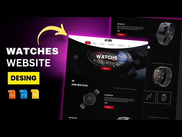 Responsive E-commerce Website | Watches Website Using HTML CSS And JavaScript