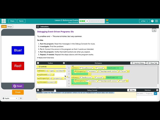 Code.org Event-Driven Programming Lesson 2 #4