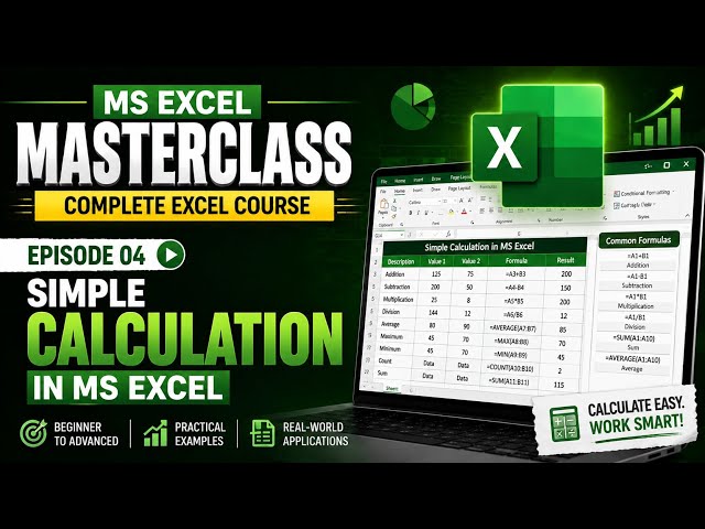 MS Excel Masterclass #4 | Simple Calculations in MS Excel | Basic Excel Formulas