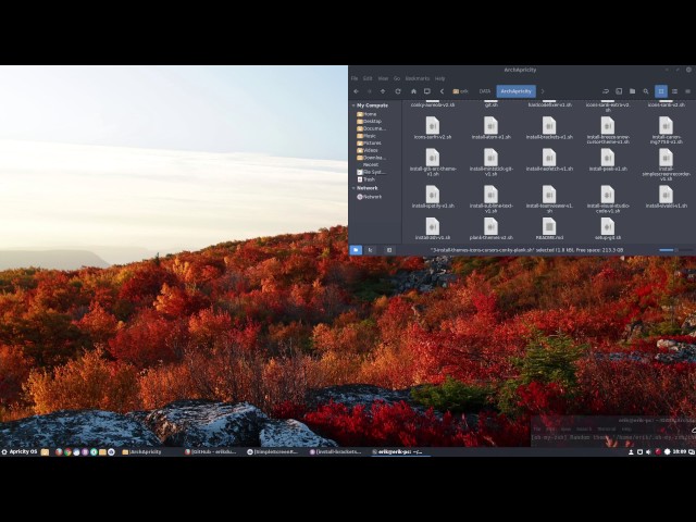 Apricity OS Birch Cinnamon 11.2016 : Desktop customisation theme icons conky plank