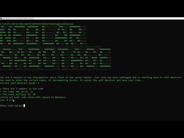 Neblar Sabotage | C++ CLI application | First attempt at making a C++ program
