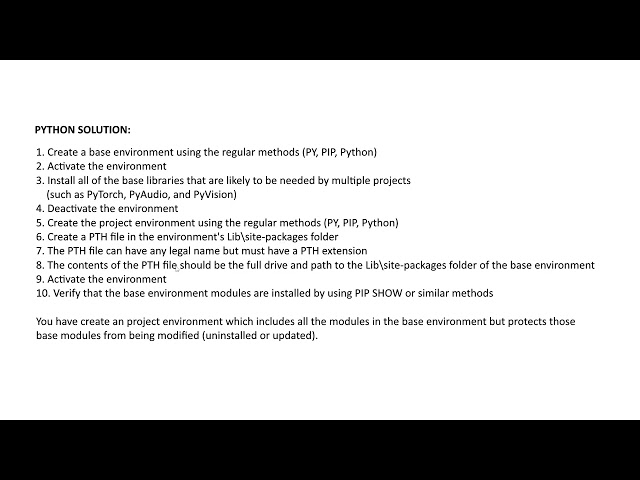 Python - Reusable Base Environments