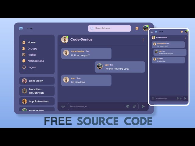 Responsive Chat Website Using HTML CSS & JavaScript | Free Source Code
