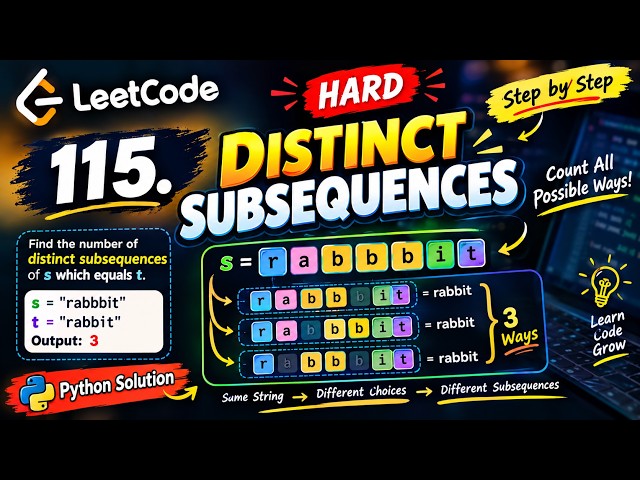 LeetCode 115 Explained | Distinct Subsequences | Python Solution