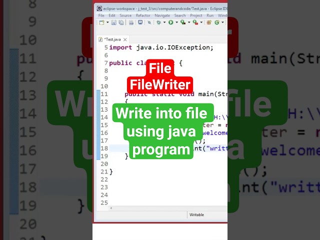 write into file using java program |  FileWriter File |   file handling